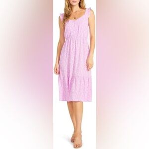 BB Dakota Pink Floral Midi Dress - Size XS